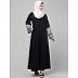 Front open Keffiyeh sleeves Abaya- Black